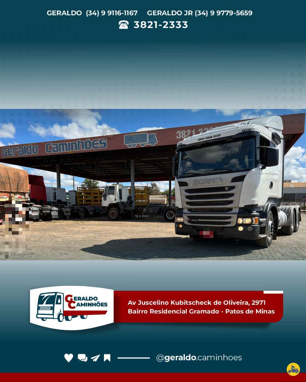 CAMINHAO SCANIA SCANIA R440 Cavalo Mecânico Truck 6x4 Geraldo Caminhões PATOS DE MINAS MINAS GERAIS MG